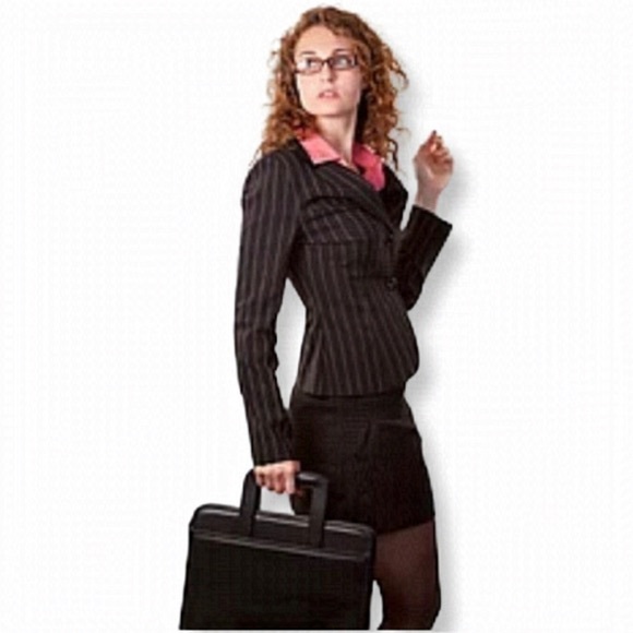 JESSICA Petite Vintage pinstripped black pink two piece corset top blazer - Picture 1 of 9